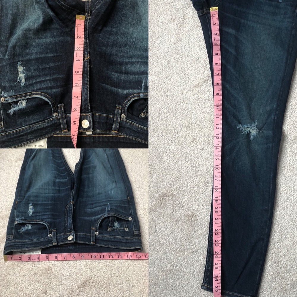Rag & Bone Capri Dark Wash Distressed Skinny Denim Jeans in Coulette - Picture 7 of 7
